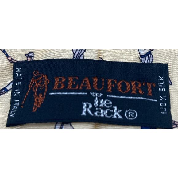 VTG Italian Beaufort 100% Silk Men's Tie-Baseball Yellow 59" Long x 3.75 Wide - Picture 6 of 6